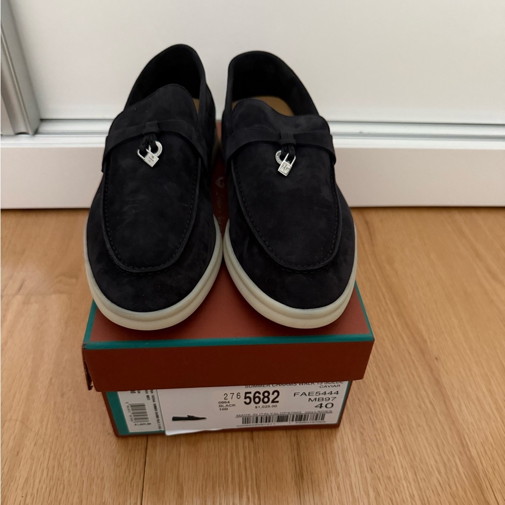 Loro Piana Black Suede Summer Charms Walk 13 Shoes